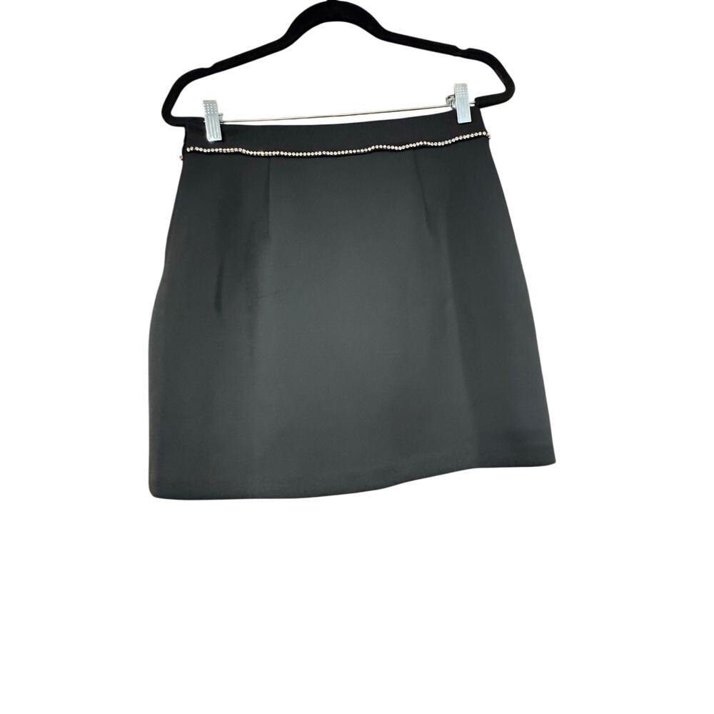 Good American Black Rhinestone Mini Skirt Size 8/29 Stretch Crystal Y2K Party - Picture 6 of 14